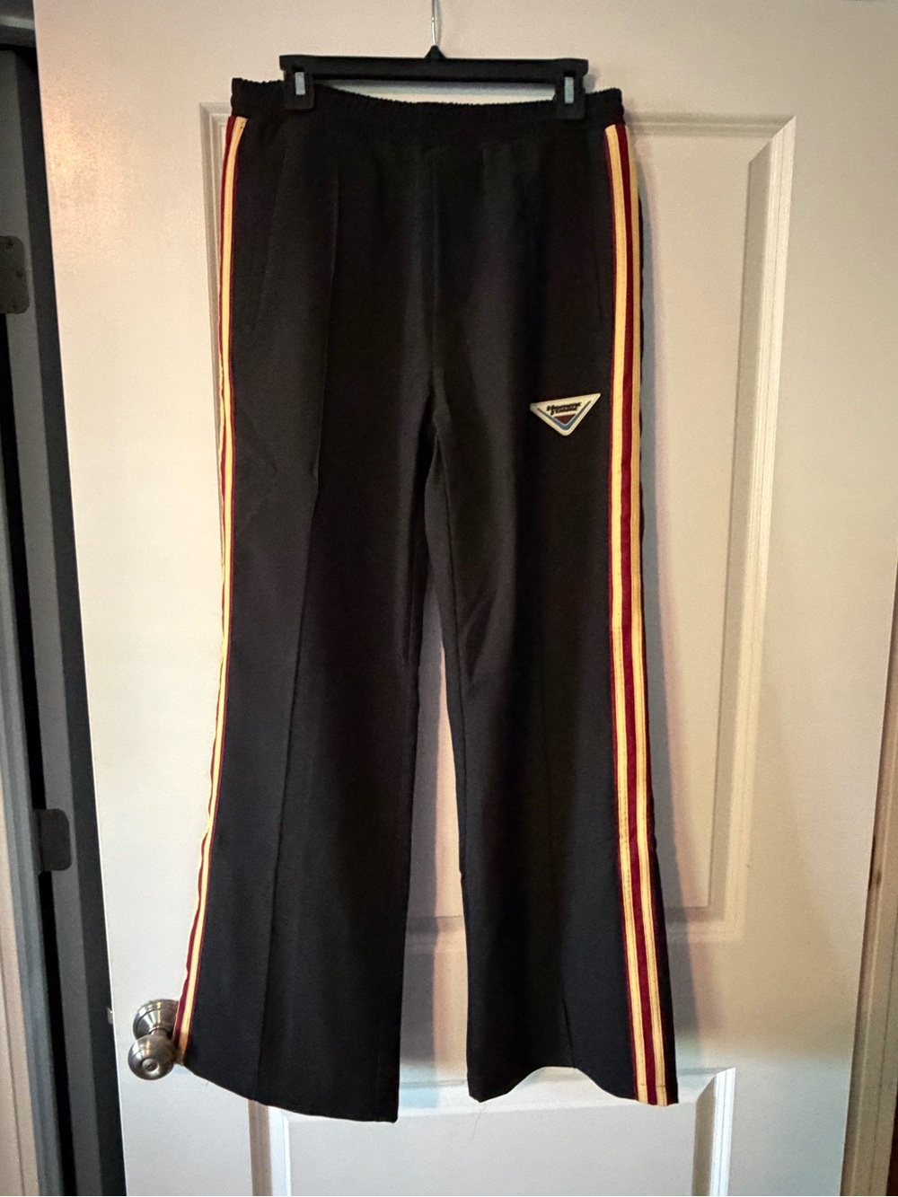 Black Joggers with Red and Yellow Side Stripes